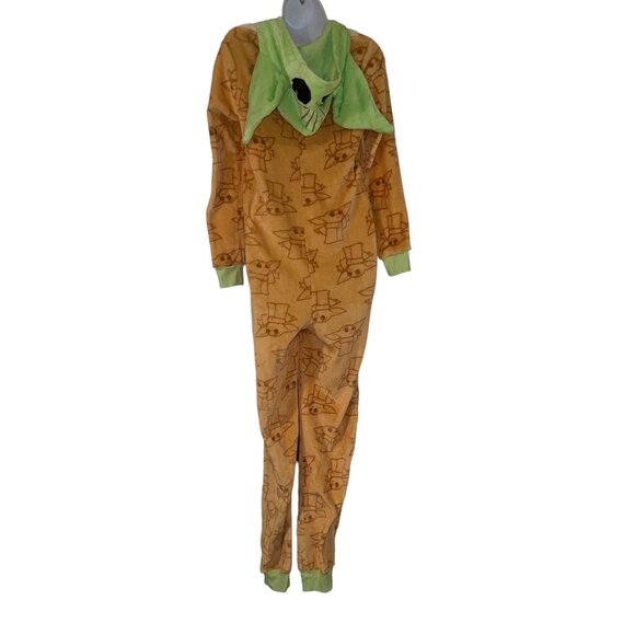 Disney Lucas Film Baby Yoda Pajamas Womens S 4 6 Fleece Costume One Piece PJs - Picture 6 of 10